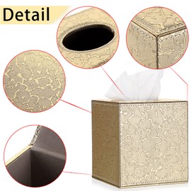 BTSKY PU Leather Household Office Cube Tissue Paper Holder Box Cover Case Napkin Holder (Gold)