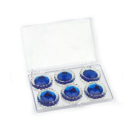 O'Creme Edible Diamond-Framed Round Gemstones 28mm for Decorating Cakes and Cupcakes; 6 Pieces - Sapphire Blue
