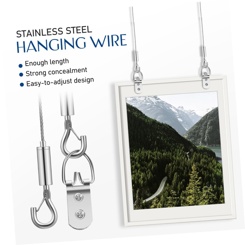 LALAFINA Picture Hanging Wire Kit with Double Hooks and Screws
