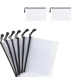 8 Pcs Zip File Bags, Transparent Mesh Zip Pen Pouch, A6 Size Zipper Bag, Waterproof Plastic Document Pouch, Multipurpose for Travel Storage, School Supplies, Office Appliances and Home Organize
