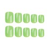 24Pcs Green Press on Nails Square Short Fake Nails Acrylic