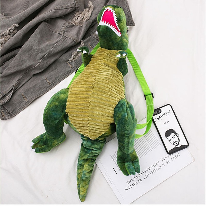 Kids Dinosaur Backpack Cartoon 3D Dinosaur Shape Soft Plush Kids