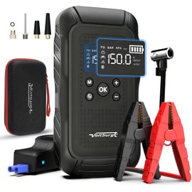 7000A Jump Starter with Air Compressor (All Gas/10.0L Diesel), 12V Jumper Starter Pack with 150PSI Auto Tire Inflator, Car Battery Jump Box Portable with LCD Display & LED Light