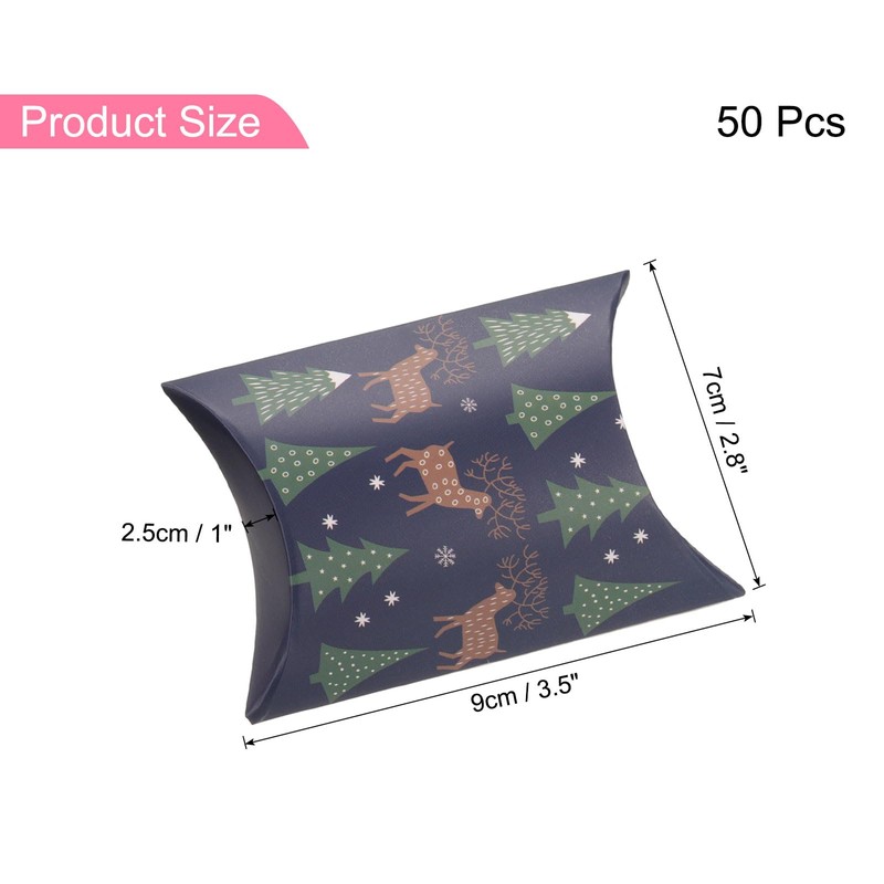 uxcell 50Pcs Pillow Boxes 3.5 x 2.8 x 1 Inch