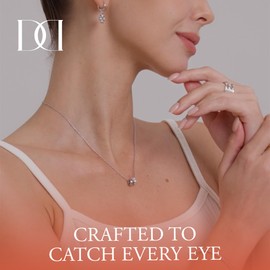 MINDDHA 18K White Gold Plated Cubic Zirconia Rondelle Pendant Necklace | 8mm Diameter Two-Toned Dainty CZ Gold Pendant Necklaces for Women | Adjustable 18" Sliding Chain + 3" Extender