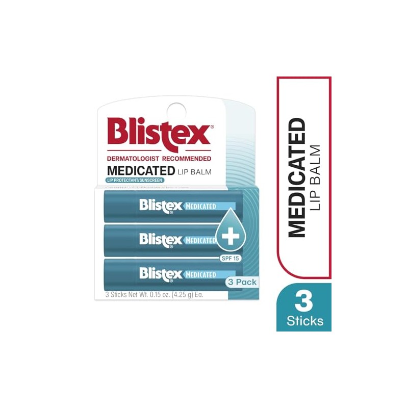 Blistex Medicated Lip Balm SPF 15, 3 Count | Paquete