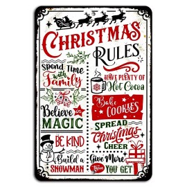 Gift n Gag Christmas Rules: Spend Time with Family, Bake Cookies Rustic Sign