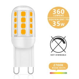 YzzYzz G9 LED Warm White 2700 K, 3 W Bulb G9 LED 360 LM Replacement 30 W 40 W Halogen Bulb, G9 LED Warm White Bulb, 360° Beam Angle, No Flickering, Not Dimmable, LED G9 Pin Base Pack of 8