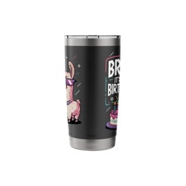 Bruh Its My Birthday Llama Pixel Art Sunglasses Retro Humor Stainless Steel Insulated Tumbler