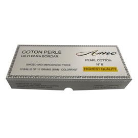 AMOHilos Size 8 Double Mercerized Egyptian Long Staple Cotton Pearl Thread Ball 10 Grams White Embroidery Thread 10 per Box for Crochet Hardanger Cross Stitch Hand Embroidery (Set White)