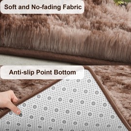 TWINNIS 5x8 Large Shag Area Rugs for Living Room Bedroom, Tie-Dye Brown Indoor Super Soft Fuzzy Plush Rugs, Upgrade Anti-Skid Modern Furry Rugs Fluffy Carpets for Kids Room Nursery Home Decor