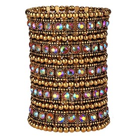 YACQ Jewelry Women's Multilayer Crystal Stretch Bracelet 5 Row
