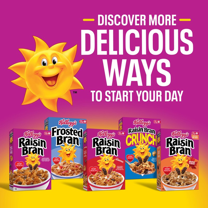 Kellogg’s Raisin Bran Breakfast Cereal, High Fiber, 28g Whole Grain,