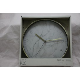 Project 62 Round Wall Clock | Brass Frame w Marble Face | 10"x10"x1.75" | NWT-K4