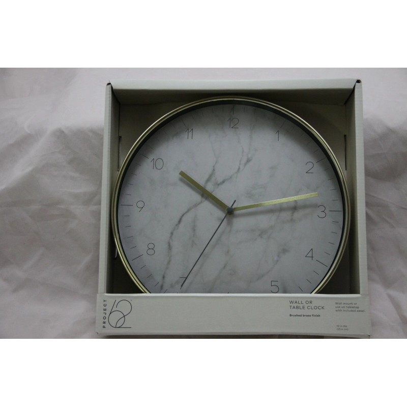 Project 62 Round Wall Clock | Brass Frame w Marble