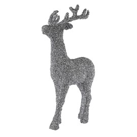 Luminous Reindeer Statue, Rhinestones on Standing Figurine, Silver, 18" Tall, Sold Individually
