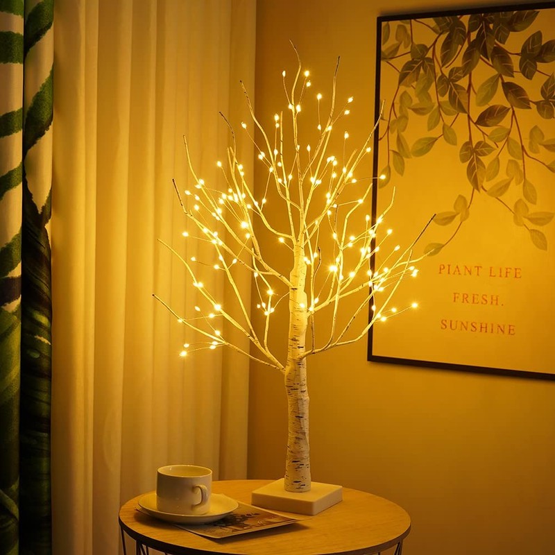 NXUEBDU Birch Tree with LED Lights, 2FT 144 LEDs Warm