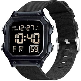 W-218H Watch Band, Lamshaw 18mm Quick Release Breathable Nylon Woven Fabric Replacement Accessory Strape Compatible for CASIO W-218H, W-219H, AE1200WH, AE-1300WH, W800H, AE1500WH, A158WA, SGW-300H 400 500 (Black, 18mm size band)