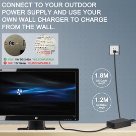 HKY 19V AC/DC Adapter Compatible with HP 2711X 2511X 2511 x XP599A XP599AA#ABA HSTND-3161-Q 629106-001 25" LED LCD Monitor DC19V 2.63A 19VDC 19.0V Power Supply Cord Cable Charger (NOT for 12V version)