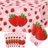 6Pcs Strawberry Party Tablecloth Strawberry Theme Table Cover 51 x