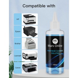 Mars Online Printhead Cleaning Kit Inkjet Printer Head Cleaner Compatible for HP/Epson/Brother/Canon 8600 8610 8035 8710 6700 6900 / Epson 1430 2720 et-2720 et-2750, 100ML, Kit 2