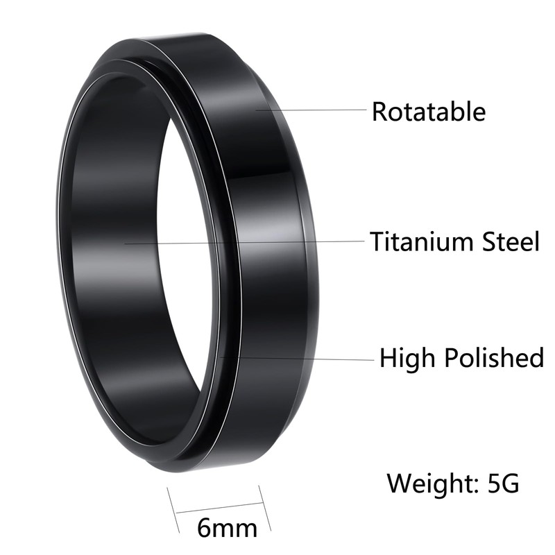 Udolfly Mens Fidget Rings Anxiety Spinner Rings for Men Classic