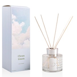 Clean Linen Reed Diffusers for Home,Wood Diffuser Sticks and Dry Flowers,Strong Long Lasting Scented,Elegant Aroma with Flower Wood Fragrance,Smell Good for Home Office Decor,150ml Diffuser Oil