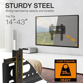 Tv Wall Bracket For 17-43 Inch, Flat Tv Wall Mount With Spirit Level, 25kg Capacity, Max Vesa: 200x200