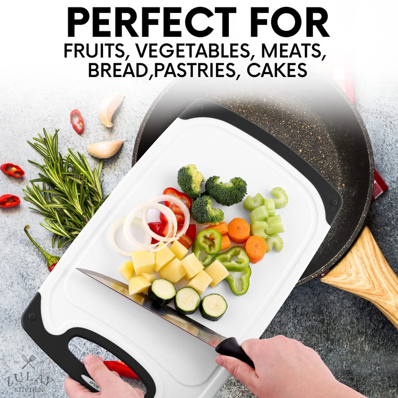 Zulay Cutting Board with Juice Grooves - Plastic White and