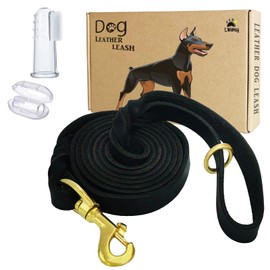 LWBMG Leather Dog Leash 4ft, Heavy Duty Dog Leash, Strong Sturdy Genuine Leather Braided Dog Leash, Soft and Comfortable Leather Leash for Large, Medium and Small Dogs Training