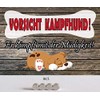 Blechschild 20x30cm gewölbt incl. 4 Magneten Vorsicht Kampf Hund kämpft
