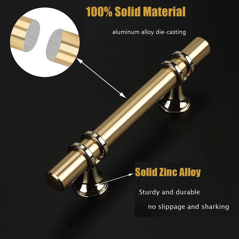 Haliwu 10 Pack Gold Cabinet Handles, Brushed Brass Cabinet Pulls