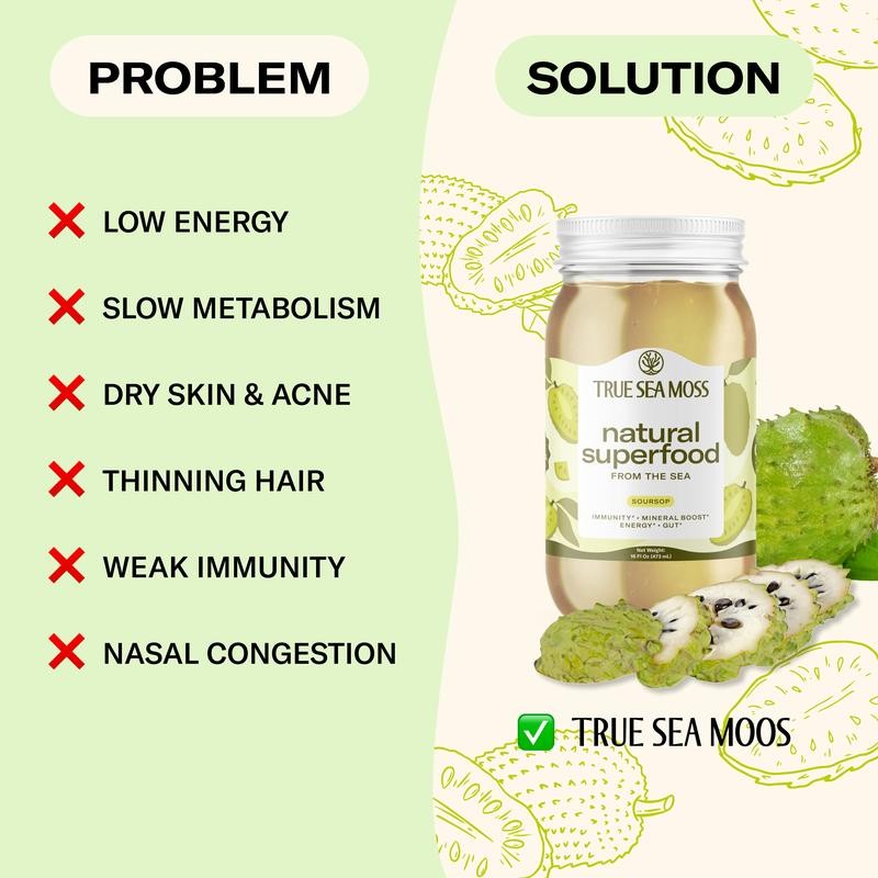 TrueSeaMoss Soursop Irish Sea Moss Gel – Mineral & Vitamin-Rich,