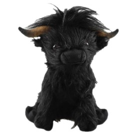 1 Piece Highland Cow Teddy Bear, 25cm Black Plush Stuffed Animal, Perfect Highland Cow Gifts for Kids & Collectors, Soft Cuddly Highland Bull Toy with Realistic Details
