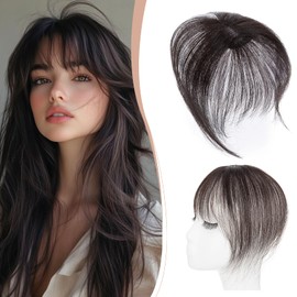 Clip-In Real Hair 3D 360° Coverage 100% Remy Hair Clip in Bangs Thin Fringe Hair Pieces Real Hair for Women 10 g #1B Natural Black