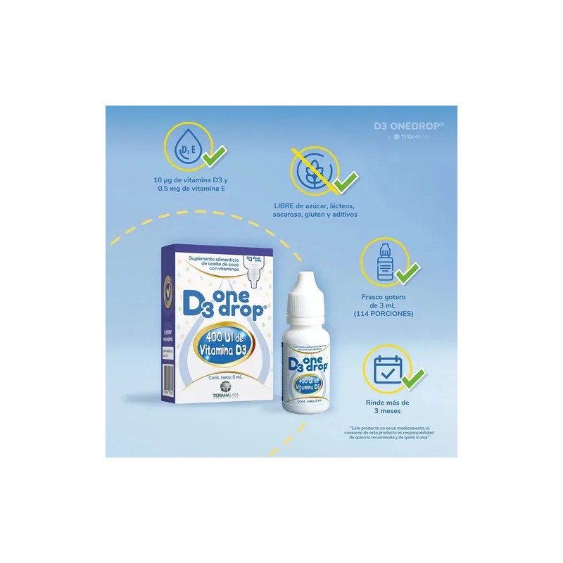 Suplemento D3 ONEDROP en gotas | Frasco de 3ml |