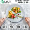 Party Bargains Disposable Plastic Navy Gold Salad Forks, Infinity Modern