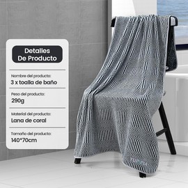 YURIRIA 3Packs Toallas Baño Ultra Suaves Juego de Toallas de Secado Rápido Altamente Absorbentes para Baño, Playa, Piscina, Gimnasio, SPA(Gris Oscuro+Morado+Azul Oscuro)