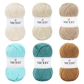 NICEEC 6×50g Soft Assorted Colors Yarn Sport Weight Yarn Bonbons Yarn for Crochet Knit 4 Ply Acrylic Yarn for DIY Project Starter Crochet Kit for Kids or Adults(6×145yds)-Series 16