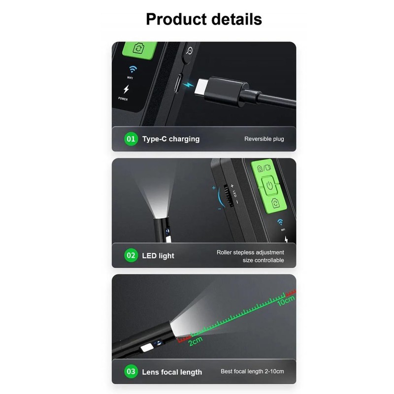 Dual Lens Endoscope IP67 Waterproof High Definition Wireless WiFi Remote