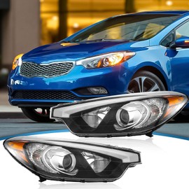 TTUN AUTO Compatible with 2014-2016 Kia Forte/Forte 5 Headlight Halogen & Projector Type Driver + Passenger Side