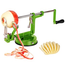 AHILAX Pelador de Manzana, Máquina Rebanador de Patatas Manual Multifunción con Cuchillas Acero Inoxidable, Descorazonador de Verduras con Base de Succión Fácil de Despegar Corer Suministros de Cocina
