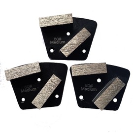 3 Pcs Diamond Grinding Disc Block Trapezoid 3*M6 Hole Genenal Sintering Medium Bond for Concrete Epoxy Floor Grinding (60#)