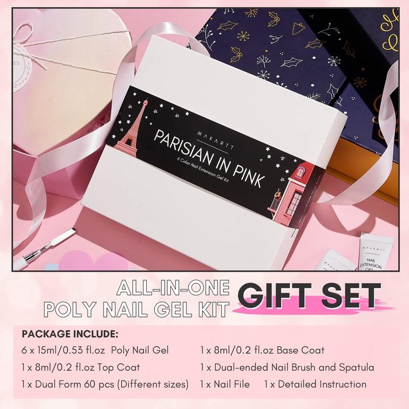 Makartt Poly Nail Gel Kit, 6 Colors Gel Builder for