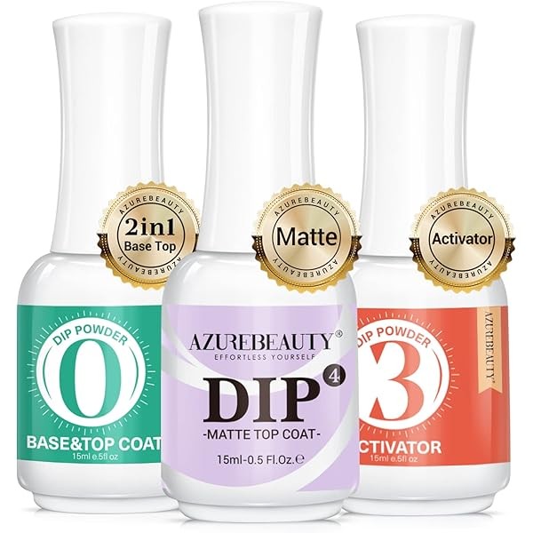 AZUREBEAUTY 3 Pcs Dip Powder Liquid Set, Base Top Coat