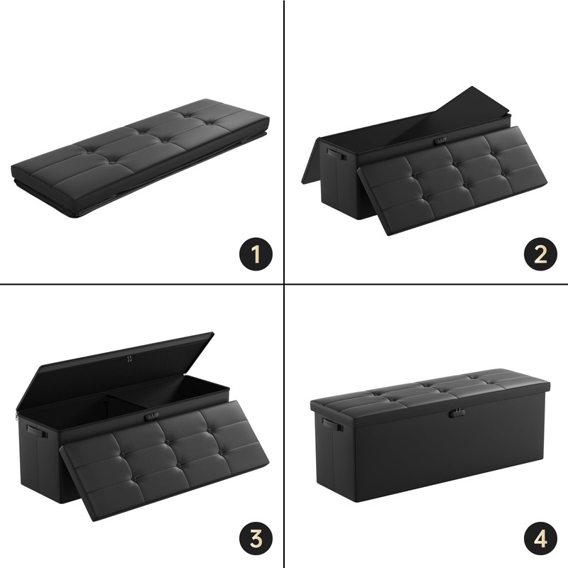 ENGPOW Storage Ottoman, Fireproof Folding Bench with Lock(15”x 43”x15”), Water-Resistant
