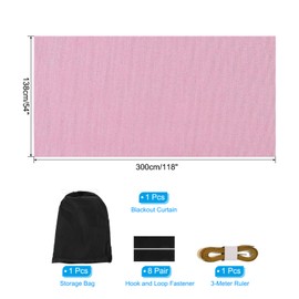 PATIKIL Portable Blackout Curtains, 1 Set 118 x 54 Inch Polyester Thermal Window Drapes 100% Shading Rate for Attic Living Room Bedroom, Pink