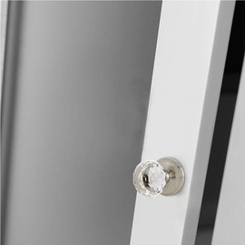 NIZADO Dummy Door Knobs Crystal Style,Diamond Shape Door Handles Interior,Non-Turning Function for Hall and Closet(NO-Latch), Satin Nickel Finish,2 Pack