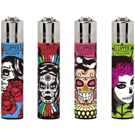 Clipper Lighters with Calaca Design, Pack of 4