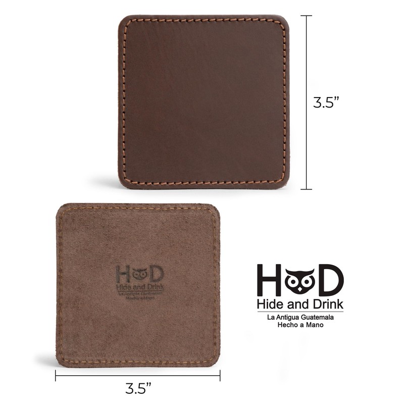 Hide & Drink Leather Coasters Set of 8, Premium Leather